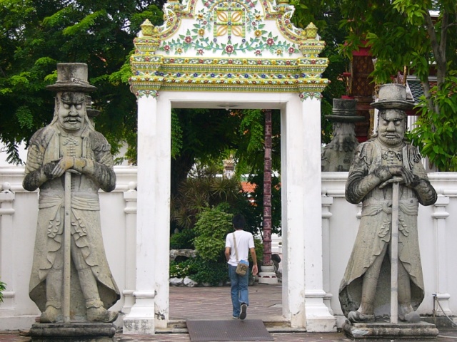 Sunny passes through guarded gate